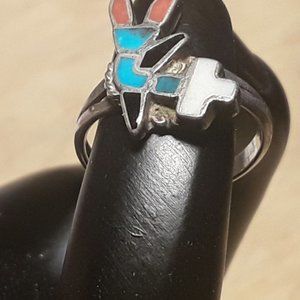 REDUCED FRIM Silver Ring.Turquois, Coral.Pearl, Onex SZ6